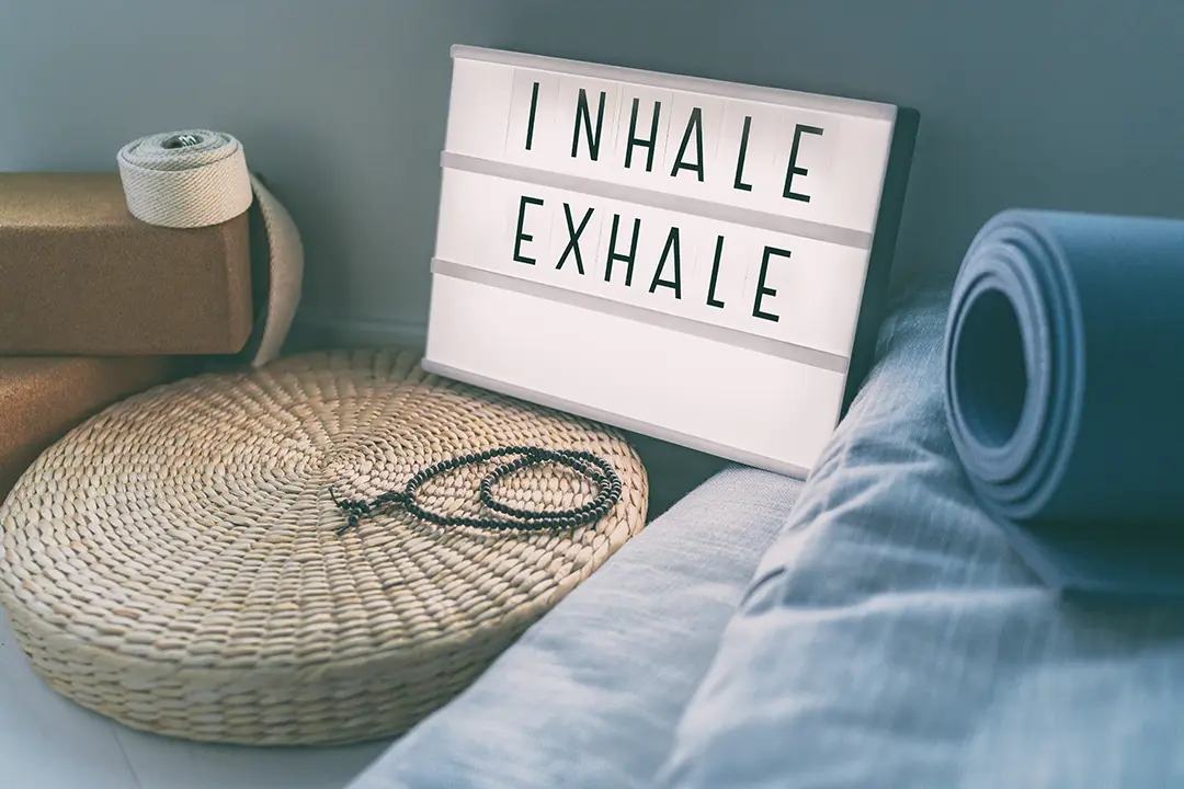 Light box with 'Inhale Exhale' quote