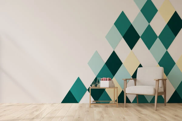 beautiful interior with patterned wall design